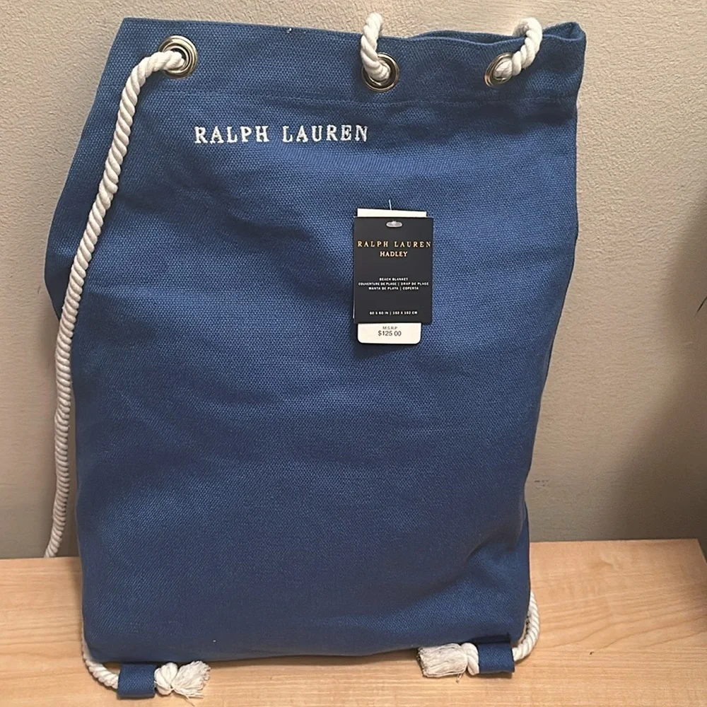Ralph Lauren Hadley Tie Dye Tassel Accent Beach Blanket 60x60 & Canvas Logo Bag